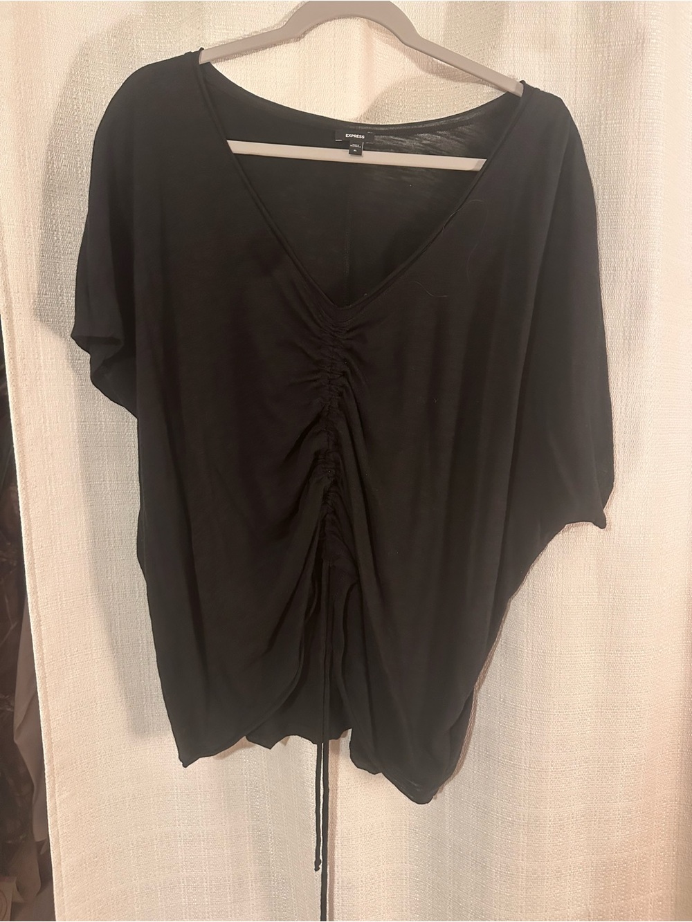 EXPRESS NWOT Black Ruched V-Neck Women's Top